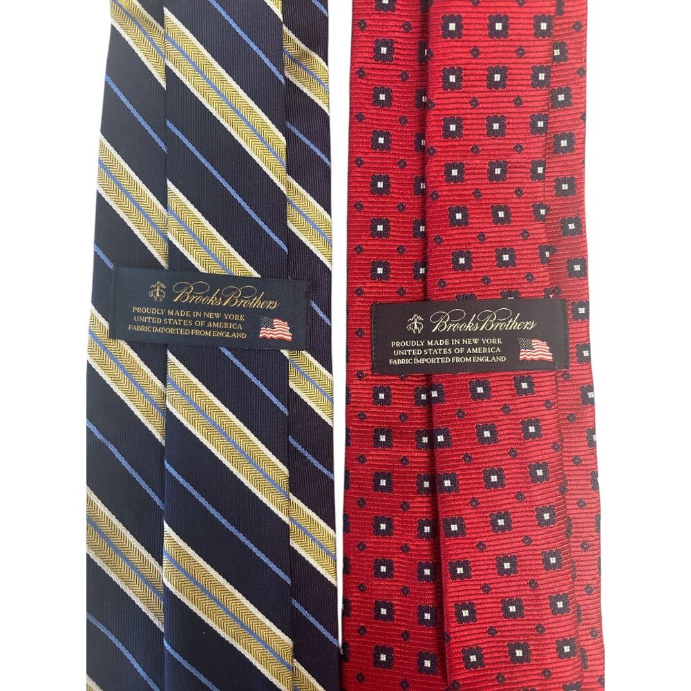 Lot of 2 Brooks Brothers Men’s Ties – Striped & Geometric Pattern, Made in USA, - Picture 3 of 5